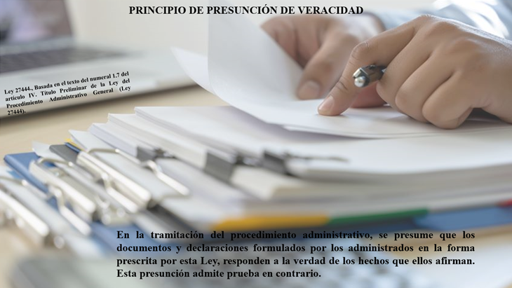 PRINCIPIO DE PRESUNCIÓN DE VERACIDAD